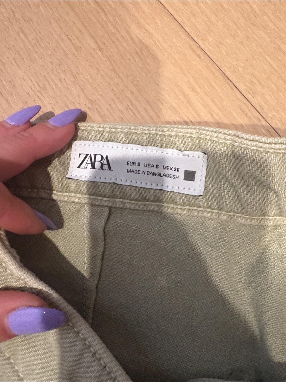 NWOT Zara Green Denim Skort - Picture 2 of 3